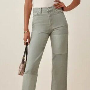 Reformation Ryan Tonal Patch High Rise Straight Jeans in Limon
